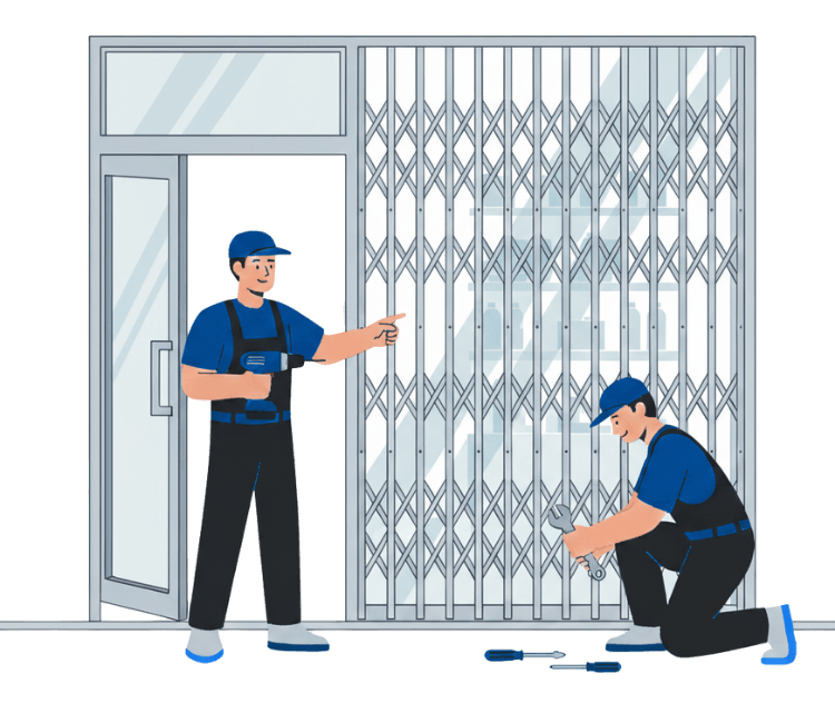 ilustracion-rejas Ilustración de un trabajador desbrozando